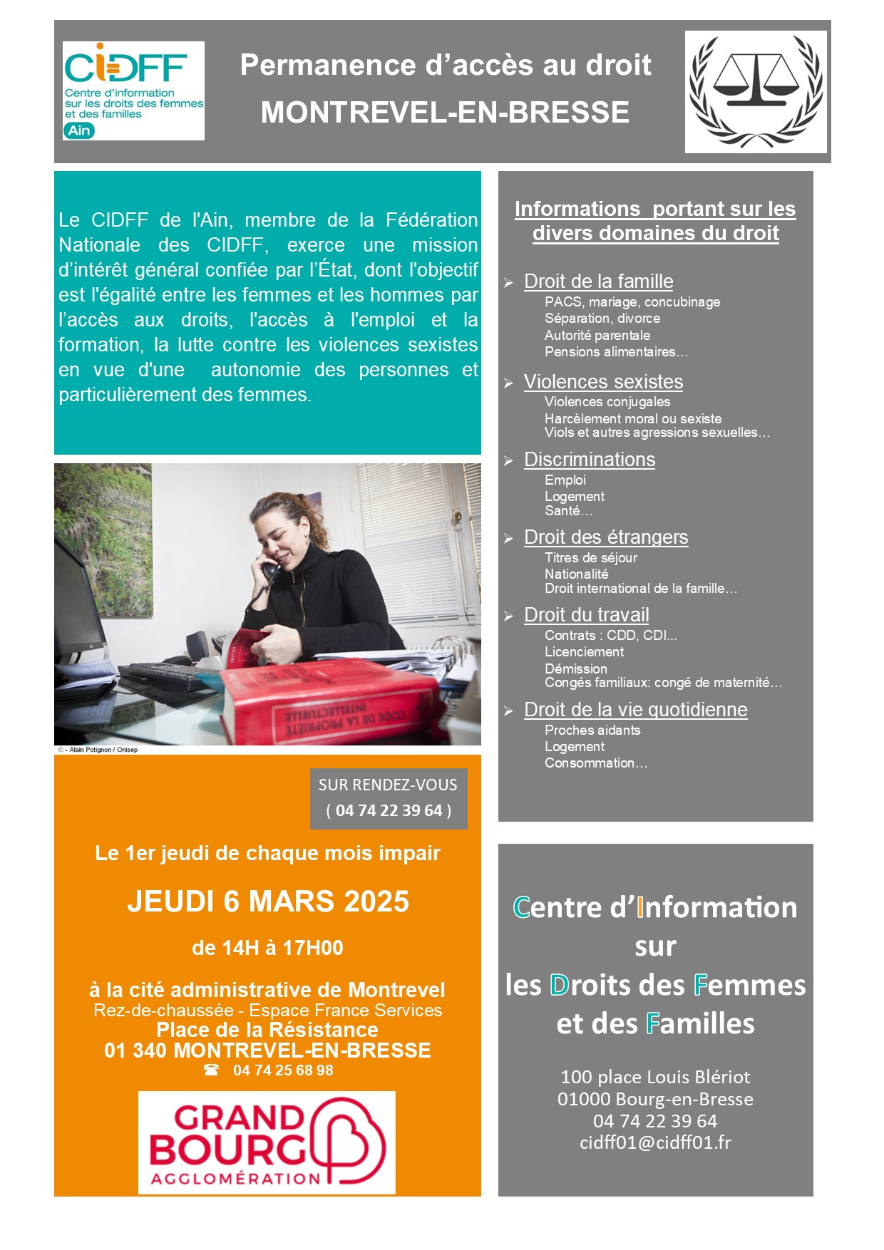 Affiche permanence juridique Montrevel Mars 2025