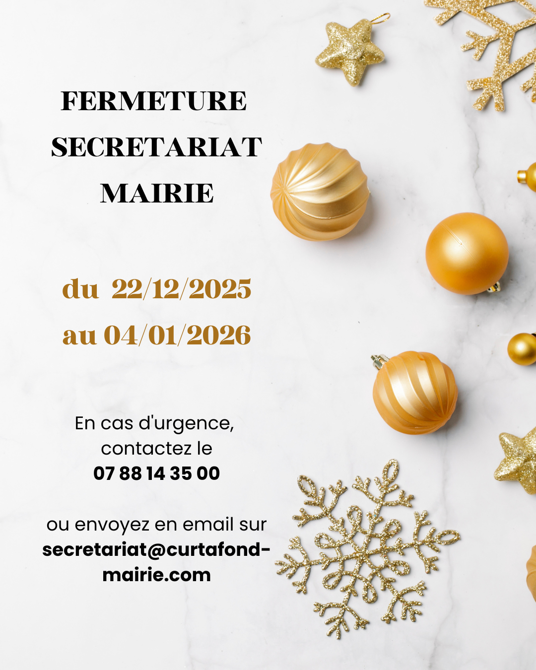 FERMETURE SECRETARIAT MAIRIE