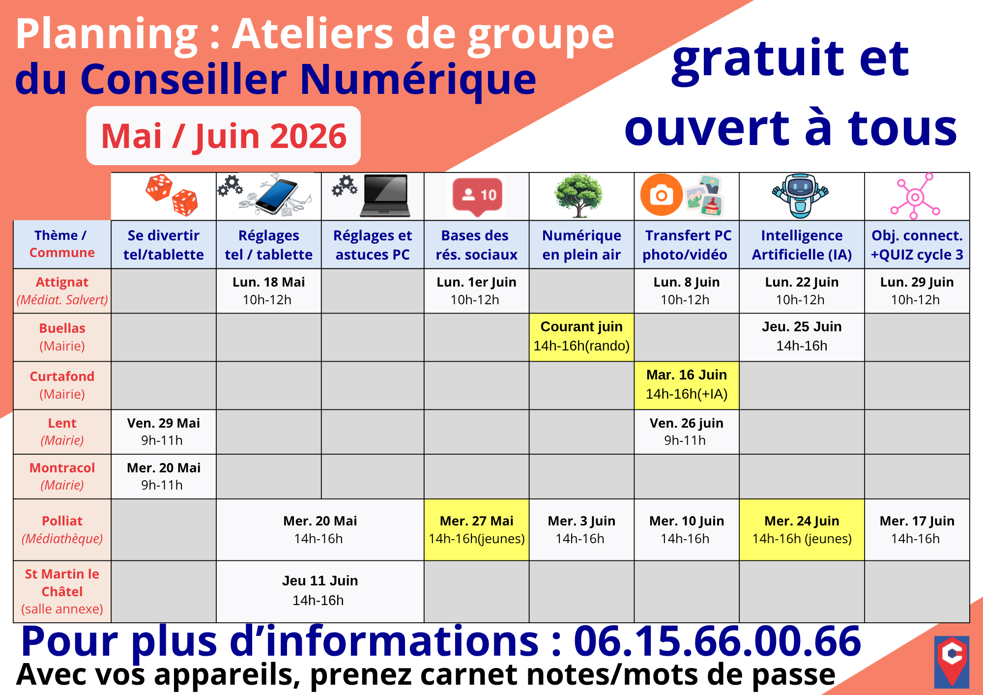 planning Mai juin 2026