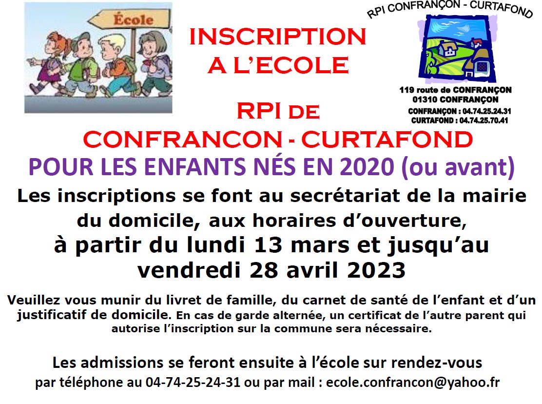 inscription ecole 2023